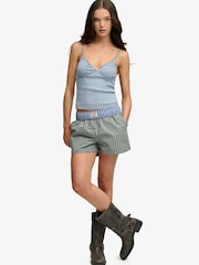 Superdry Green Mini Check Cotton Shorts - Image 3 of 7