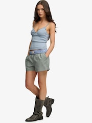 Superdry Green Mini Check Cotton Shorts - Image 4 of 7