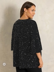 Evans Velvet Sequin Embellished Kimono - Bilde 3 av 6