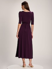 Jolie Moi Purple 3/4 Sleeve Plain Jersey Maxi Dress - Image 2 of 6