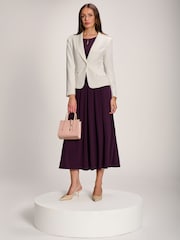 Jolie Moi Purple 3/4 Sleeve Plain Jersey Maxi Dress - Image 4 of 6