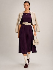Jolie Moi Purple 3/4 Sleeve Plain Jersey Maxi Dress - Image 6 of 6