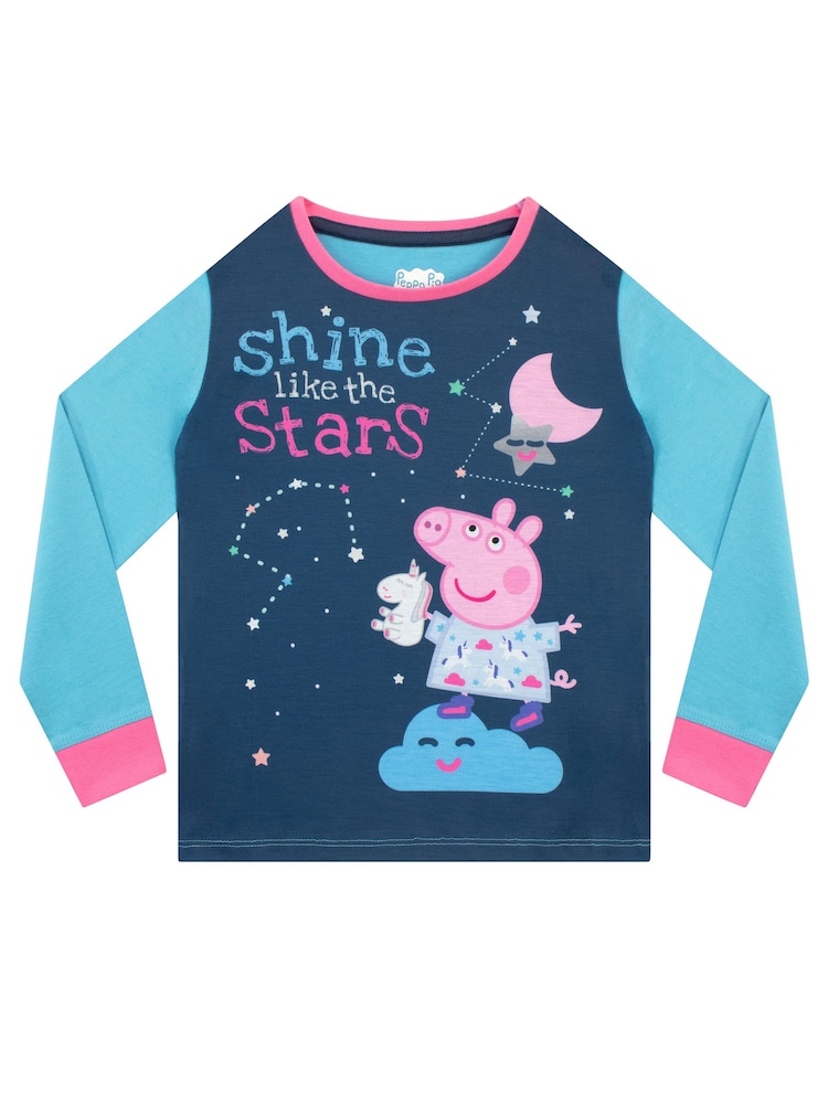 Character Pink Peppa Pig Long Sleeved Girls 100% Cotton Pyjama Set - Image 2 of 3