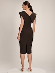 Jolie Moi Brown Statement Collar Hourglass Midi Dress - Image 2 of 6