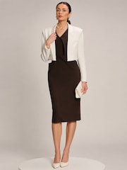 Jolie Moi Brown Statement Collar Hourglass Midi Dress - Image 5 of 6