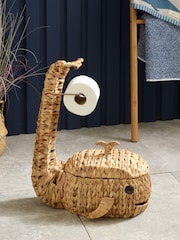 Natural Wicker Whale Toilet Roll Holder Stand and Store - Image 1 of 5
