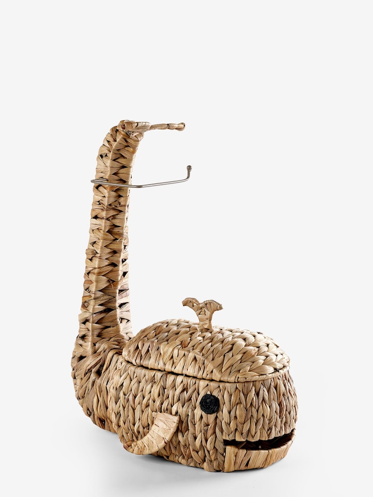 Natural Wicker Whale Toilet Roll Holder Stand and Store - Image 5 of 5