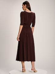 Jolie Moi Brown 3/4 Sleeve Plain Jersey Maxi Dress - Image 2 of 6