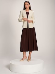 Jolie Moi Brown 3/4 Sleeve Plain Jersey Maxi Dress - Image 5 of 6