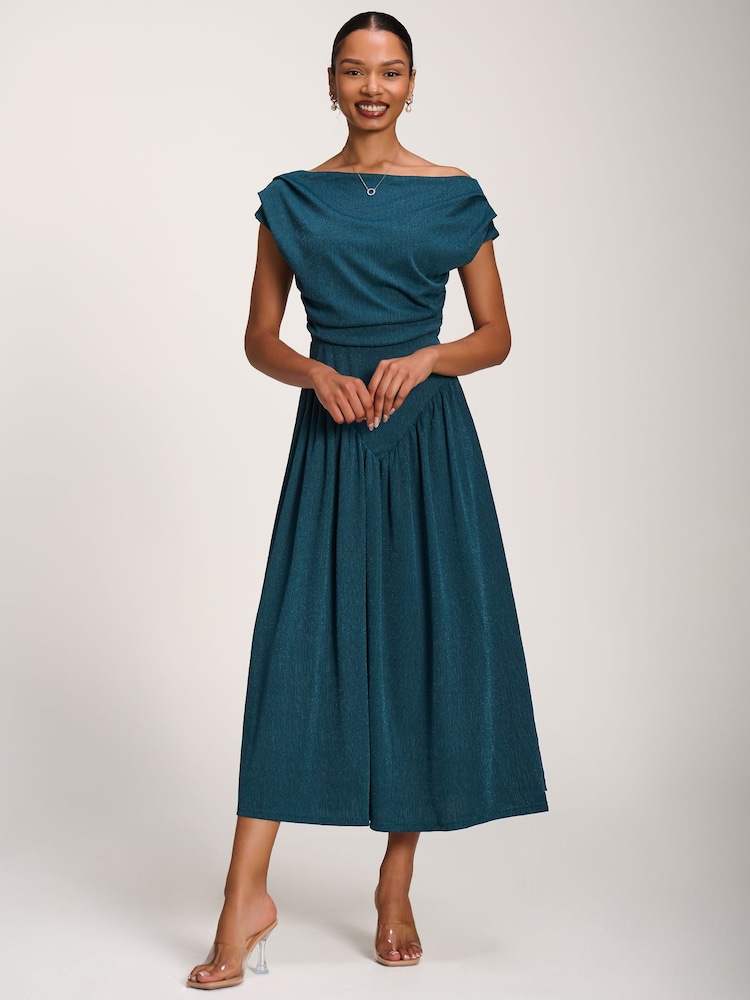 Jolie Moi Dark Teal Cowl Neckline Midaxi Dress - Image 2 of 4
