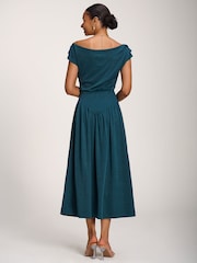 Jolie Moi Dark Teal Cowl Neckline Midaxi Dress - Image 3 of 4