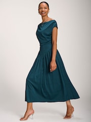 Jolie Moi Dark Teal Cowl Neckline Midaxi Dress - Image 4 of 4