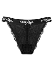 Schwarz - Pour Moi Elastischer Tanga mit Logo - Bild 4 von 5