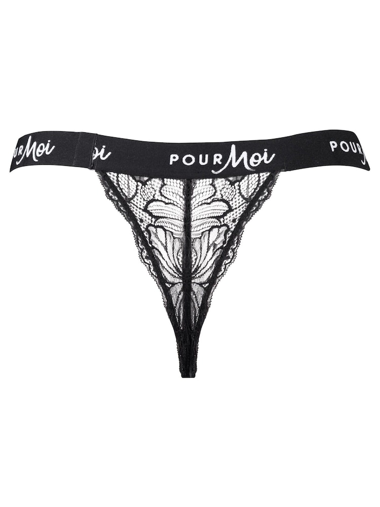 Schwarz - Pour Moi Elastischer Tanga mit Logo - Bild 5 von 5