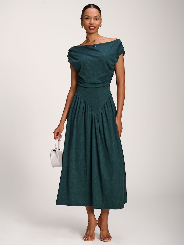 Jolie Moi Dark Green Cowl Neckline Midaxi Dress - Image 1 of 5 Jolie Moi Dark Green Cowl Neckline Midaxi Dress - Image 1 of 5