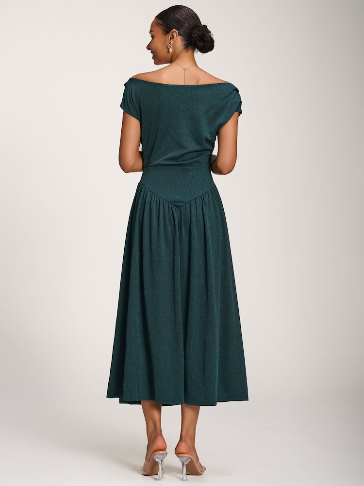 Jolie Moi Dark Green Cowl Neckline Midaxi Dress - Image 2 of 5 Jolie Moi Dark Green Cowl Neckline Midaxi Dress - Image 2 of 5