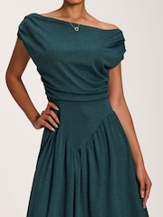 Jolie Moi Dark Green Cowl Neckline Midaxi Dress - Image 3 of 5