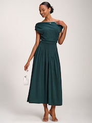 Jolie Moi Dark Green Cowl Neckline Midaxi Dress - Image 4 of 5