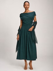 Jolie Moi Dark Green Cowl Neckline Midaxi Dress - Image 5 of 5