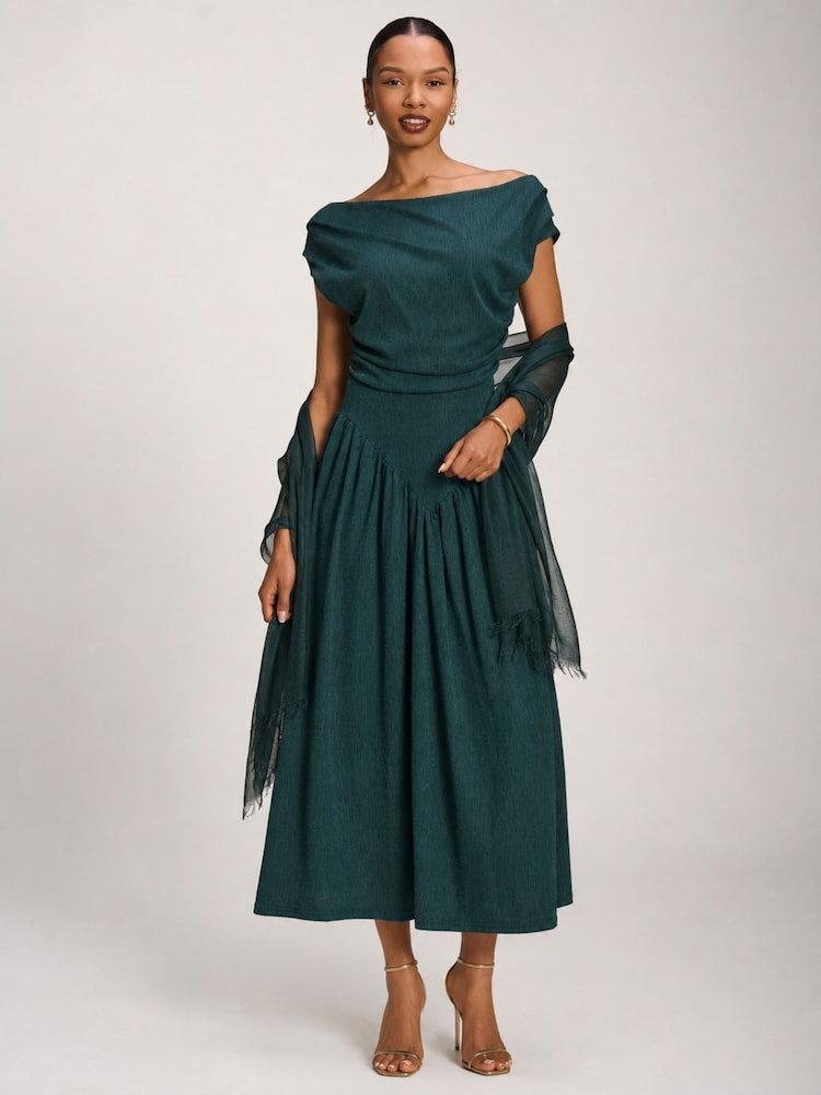 Jolie Moi Dark Green Cowl Neckline Midaxi Dress - Image 5 of 5 Jolie Moi Dark Green Cowl Neckline Midaxi Dress - Image 5 of 5