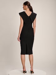 Jolie Moi Black Statement Collar Hourglass Midi Dress - Image 2 of 6