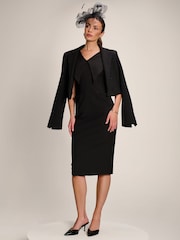 Jolie Moi Black Statement Collar Hourglass Midi Dress - Image 5 of 6