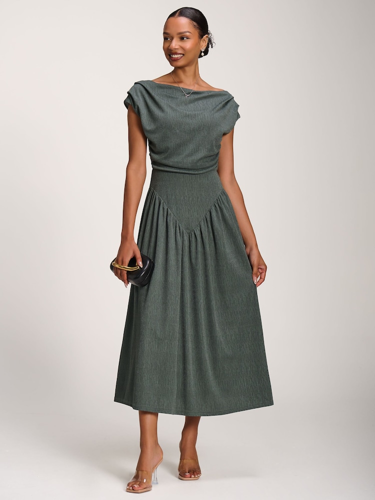 Jolie Moi Green Cowl Neckline Midaxi Dress - Image 1 of 6 Jolie Moi Green Cowl Neckline Midaxi Dress - Image 1 of 6