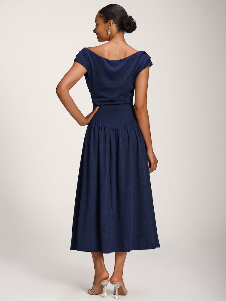 Jolie Moi Navy Blue Cowl Neckline Midaxi Dress - Image 2 of 6 Jolie Moi Navy Blue Cowl Neckline Midaxi Dress - Image 2 of 6