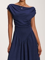 Jolie Moi Navy Blue Cowl Neckline Midaxi Dress - Image 3 of 6