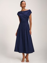 Jolie Moi Navy Blue Cowl Neckline Midaxi Dress - Image 4 of 6