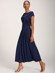 Jolie Moi Navy Blue Cowl Neckline Midaxi Dress - Image 6 of 6