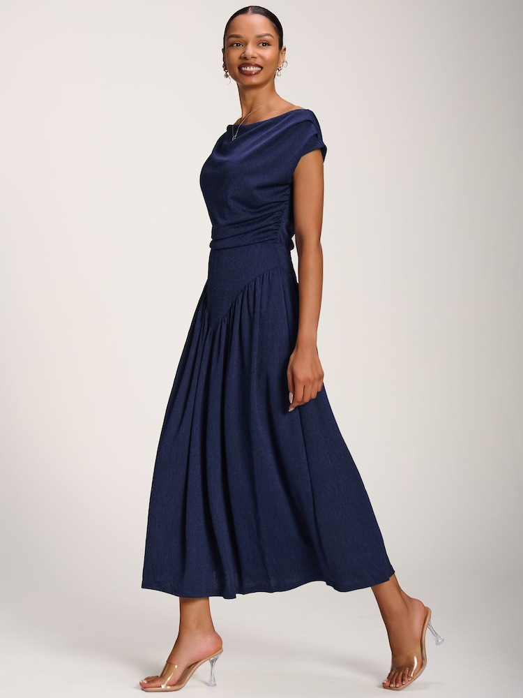 Jolie Moi Navy Blue Cowl Neckline Midaxi Dress - Image 6 of 6 Jolie Moi Navy Blue Cowl Neckline Midaxi Dress - Image 6 of 6