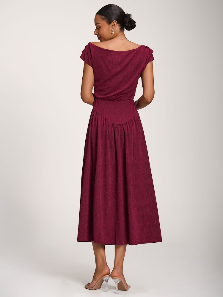 Jolie Moi Red Cowl Neckline Midaxi Dress - Image 2 of 6