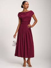 Jolie Moi Red Cowl Neckline Midaxi Dress - Image 4 of 6