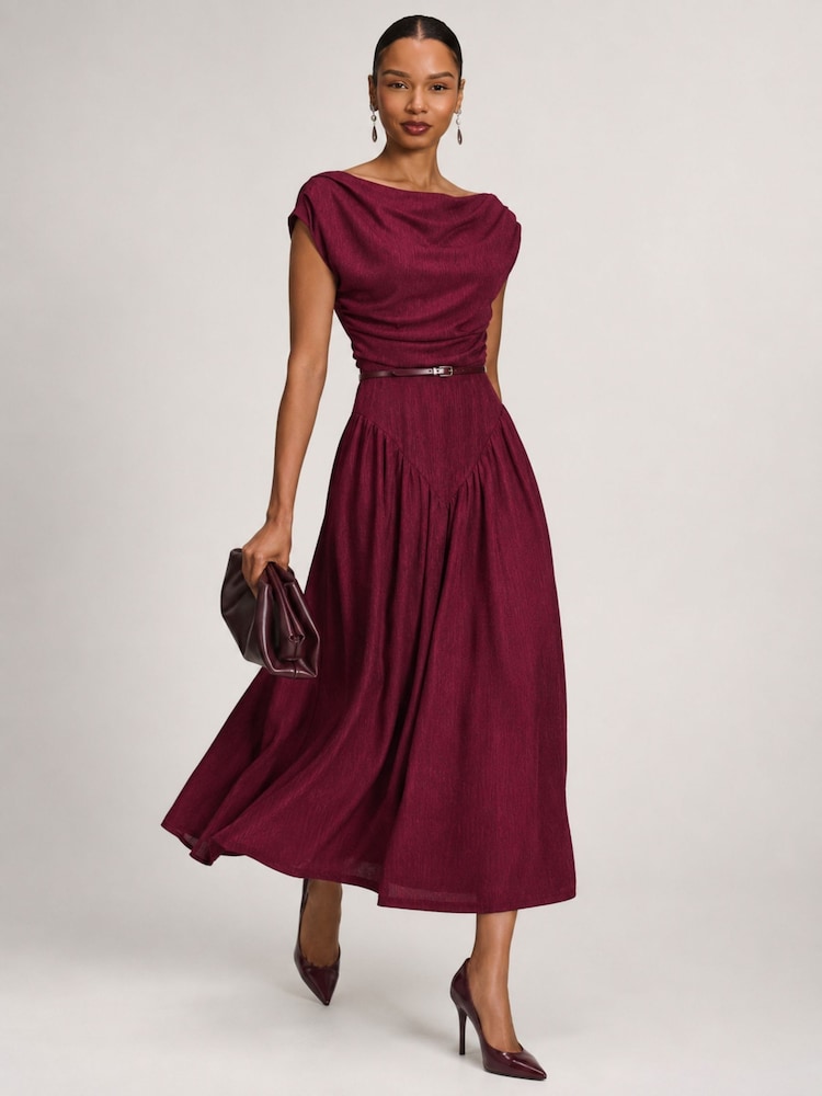 Jolie Moi Red Cowl Neckline Midaxi Dress - Image 6 of 6