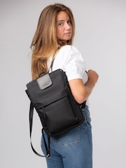 Pure Luxuries London Black 'Fabienne' Canvas & Leather Backpack - Image 1 of 6