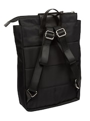 Pure Luxuries London Black 'Fabienne' Canvas & Leather Backpack - Image 4 of 6