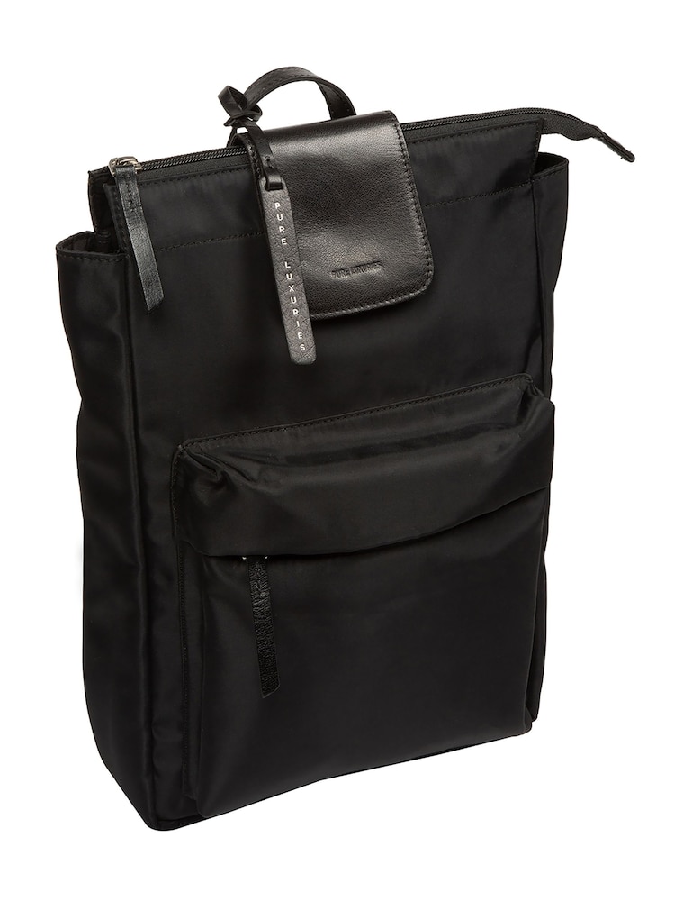 Pure Luxuries London Black 'Fabienne' Canvas & Leather Backpack - Image 6 of 6 Pure Luxuries London Black 'Fabienne' Canvas & Leather Backpack - Image 6 of 6