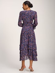Jolie Moi Blue Frill Detail Mesh Dress - Image 2 of 6
