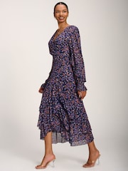 Jolie Moi Blue Frill Detail Mesh Dress - Image 3 of 6