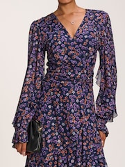 Jolie Moi Blue Frill Detail Mesh Dress - Image 4 of 6