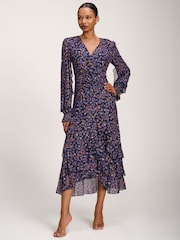 Jolie Moi Blue Frill Detail Mesh Dress - Image 5 of 6