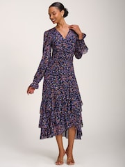 Jolie Moi Blue Frill Detail Mesh Dress - Image 6 of 6