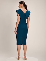 Jolie Moi Blue Statement Collar Hourglass Midi Dress - Image 2 of 6