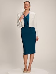 Jolie Moi Blue Statement Collar Hourglass Midi Dress - Image 4 of 6