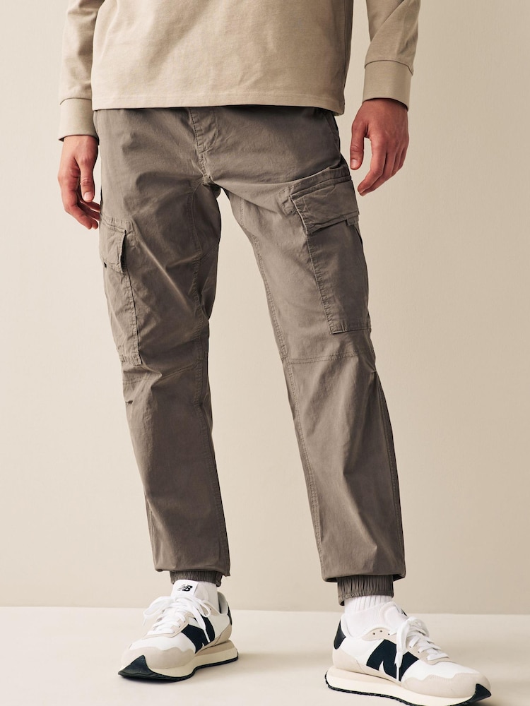 Mushroom Brown Regular Tapered Stretch Utility Cargo Trousers - Image 1 of 10