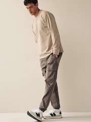 Mushroom Brown Regular Tapered Stretch Utility Cargo Trousers - Image 2 of 10