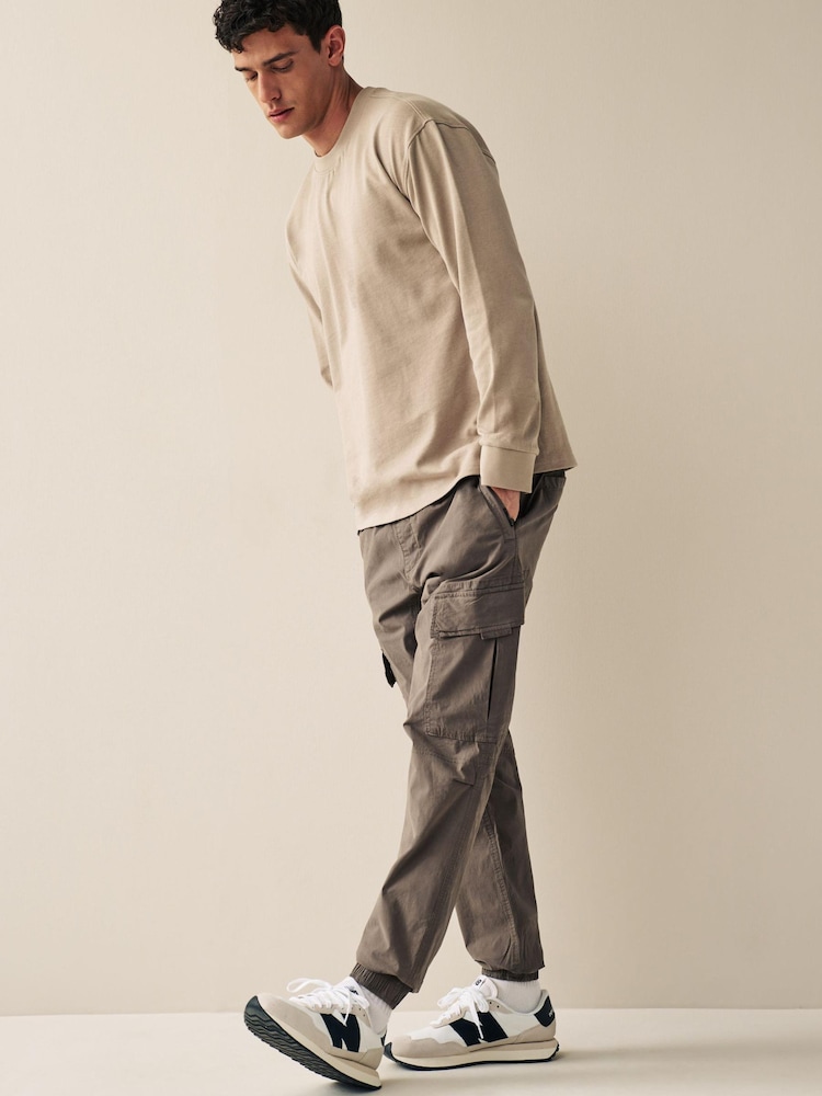 Mushroom Brown Regular Tapered Stretch Utility Cargo Trousers - Image 2 of 10