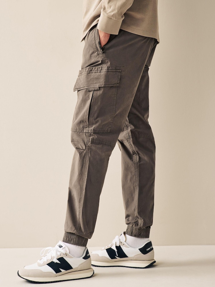 Mushroom Brown Regular Tapered Stretch Utility Cargo Trousers - Image 4 of 10