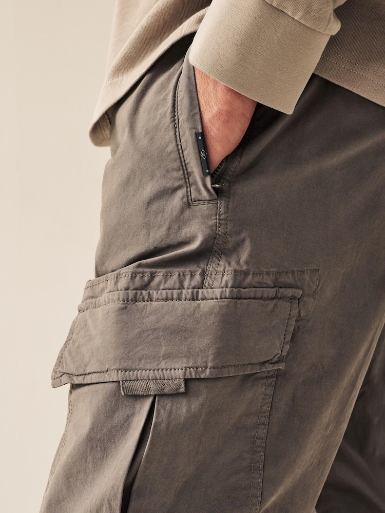 Mushroom Brown Regular Tapered Stretch Utility Cargo Trousers - Image 6 of 10